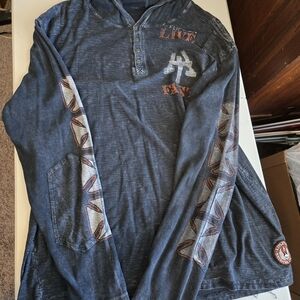 Affliction Charcoal Hoodie with Bold Graphic